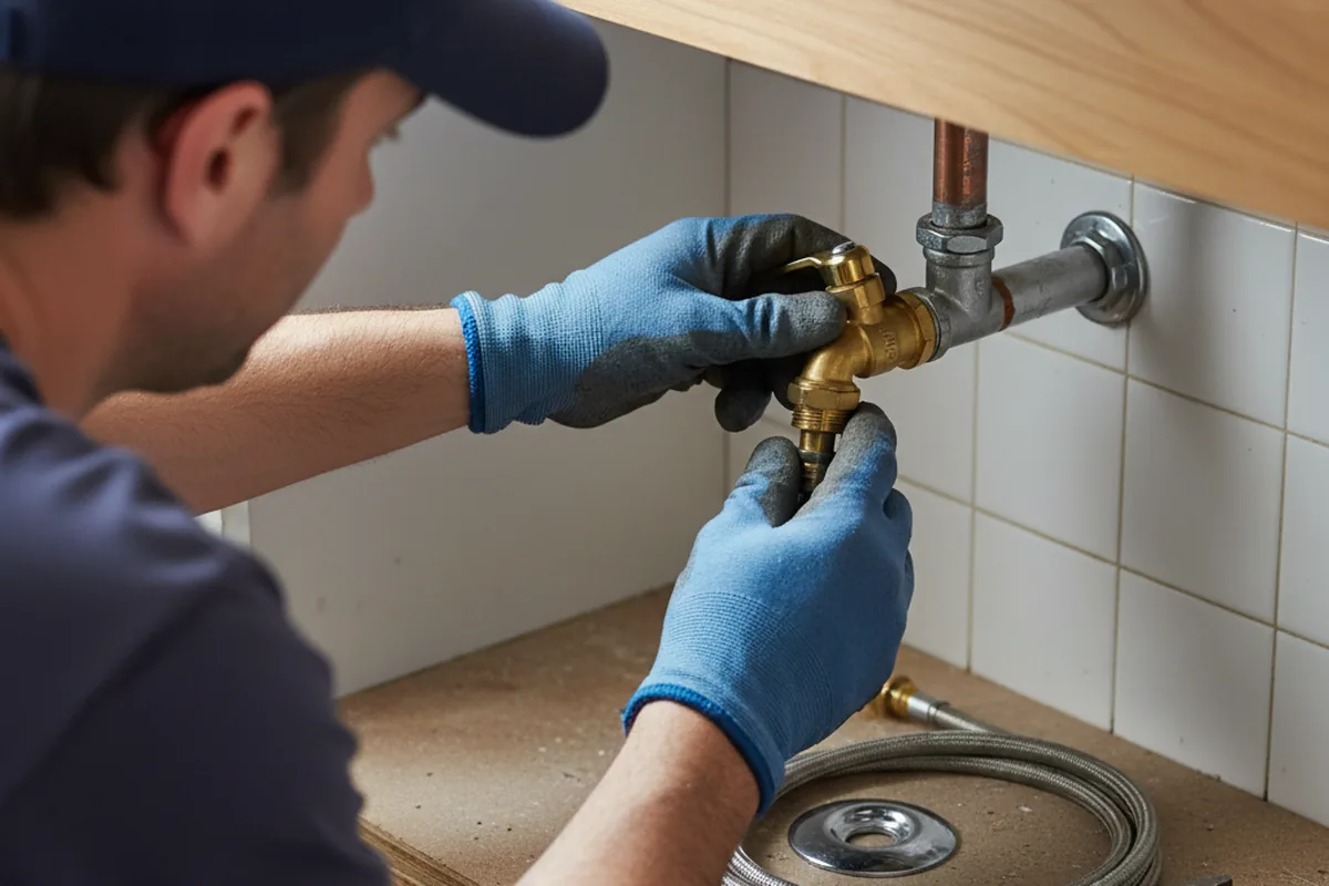 Shutoff valve and fitting work during Burst Pipe Repair in La Quinta